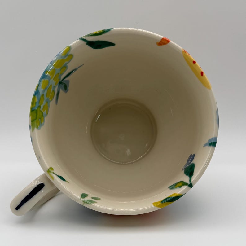 ANTHROPOLOGIE Dodi Peacock Boho Floral Pedestal Mug 14 oz. - Preowned image 5
