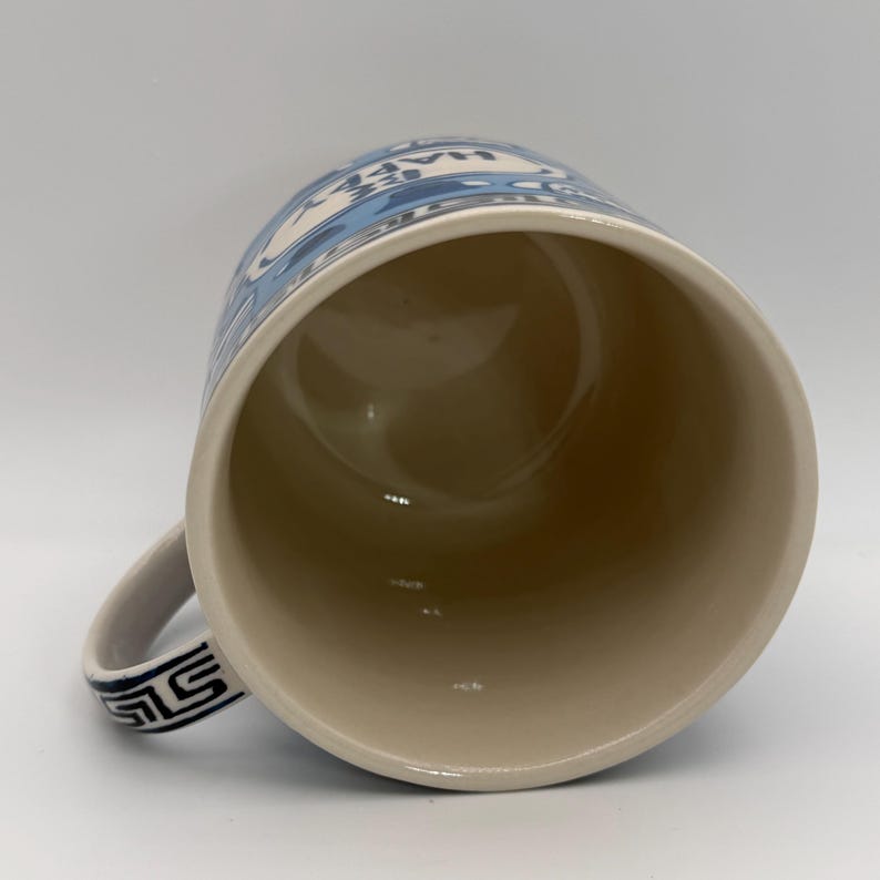 Taza de café griega ANTHROPOLOGIE Be Happy Gina de 355 ml (12 oz) - Usada imagen 5