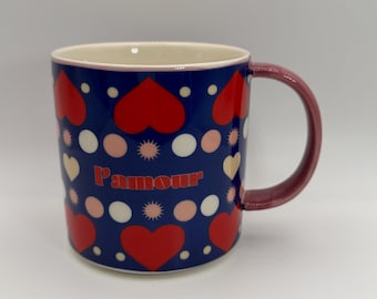 ANTHROPOLOGIE Maeve Hearts Valentinstag Becher 12 oz. - Gebraucht