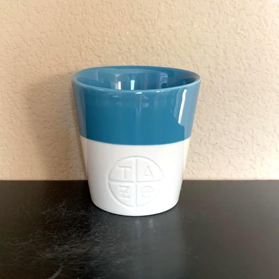 STARBUCKS TAZO Asymmetrical New Bone China Blue & Cream TAZO Tea Cup 8 oz.  - Preowned