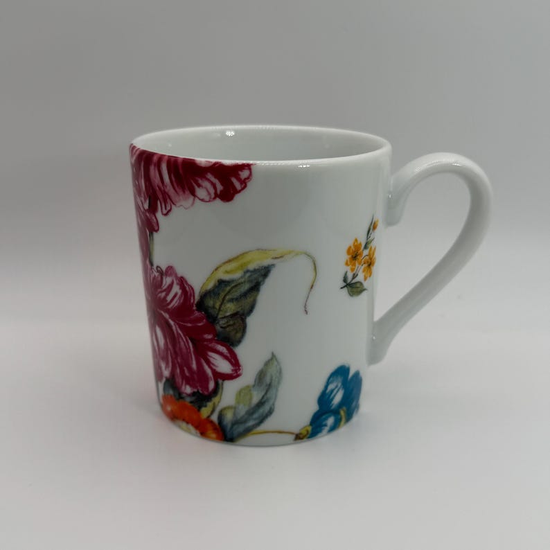 ANTHROPOLOGIE White Floral Mug 8 oz. - Preowned image 1