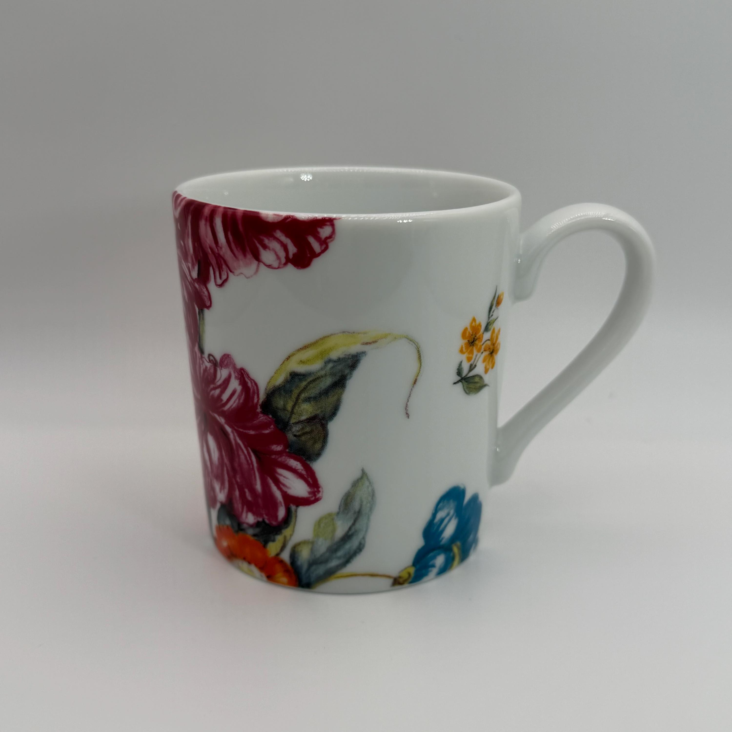 ANTHROPOLOGIE White Floral Mug 8 Oz. - Preowned - Etsy
