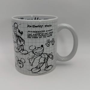 DISNEY JERRY LEIGH Mickey Mouse Sketch Book Don Towley Mug 12 oz. - Preowned image 1