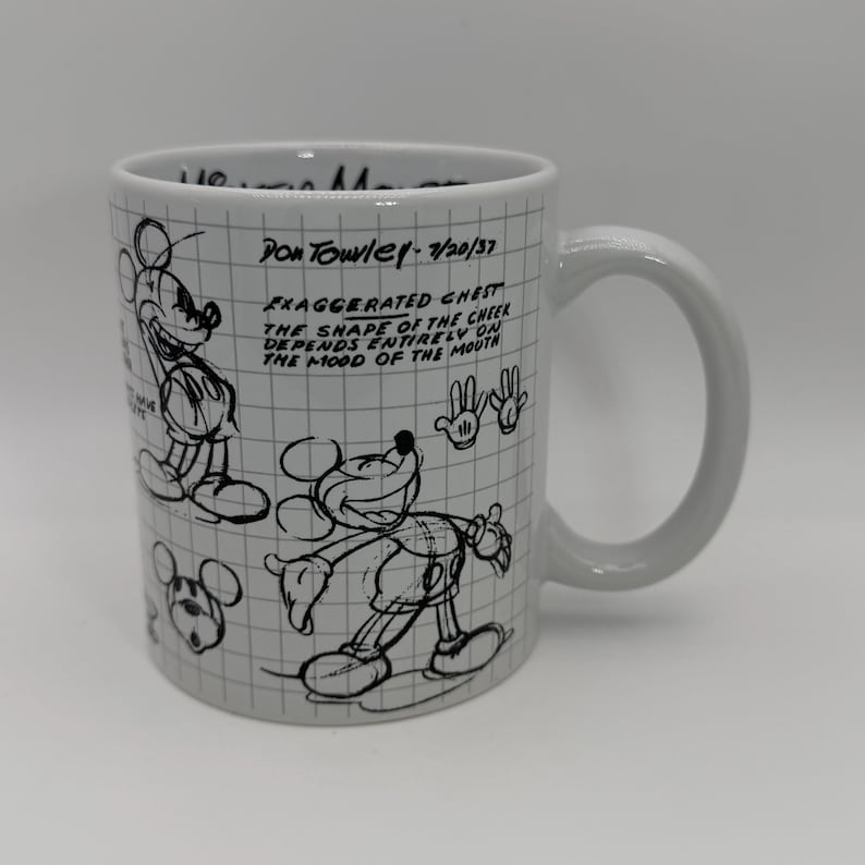 DISNEY JERRY LEIGH Mickey Mouse Sketch Book Don Towley Mug 12 oz. - Preowned image 1