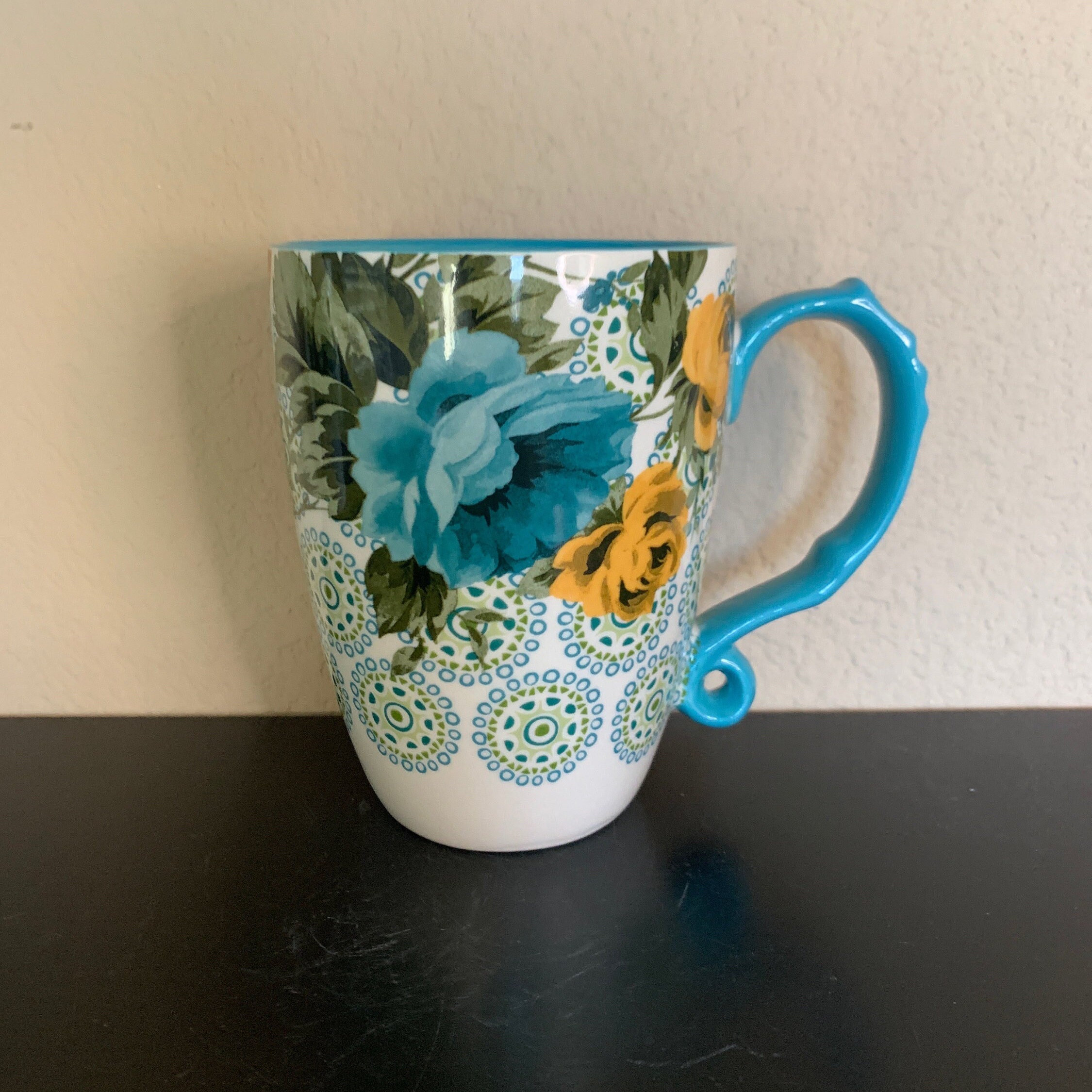 HO-HO ローズオニールのデザイン vintage CAMEO ソフビ14cm PIONEER WOMAN Stoneware Rose Shadow Floral Jumbo Heavy Coffee Mug