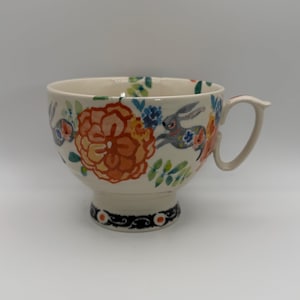 ANTHROPOLOGIE Dodi Bunny Boho Floral Pedestal Mug 14 oz. - Preowned image 1