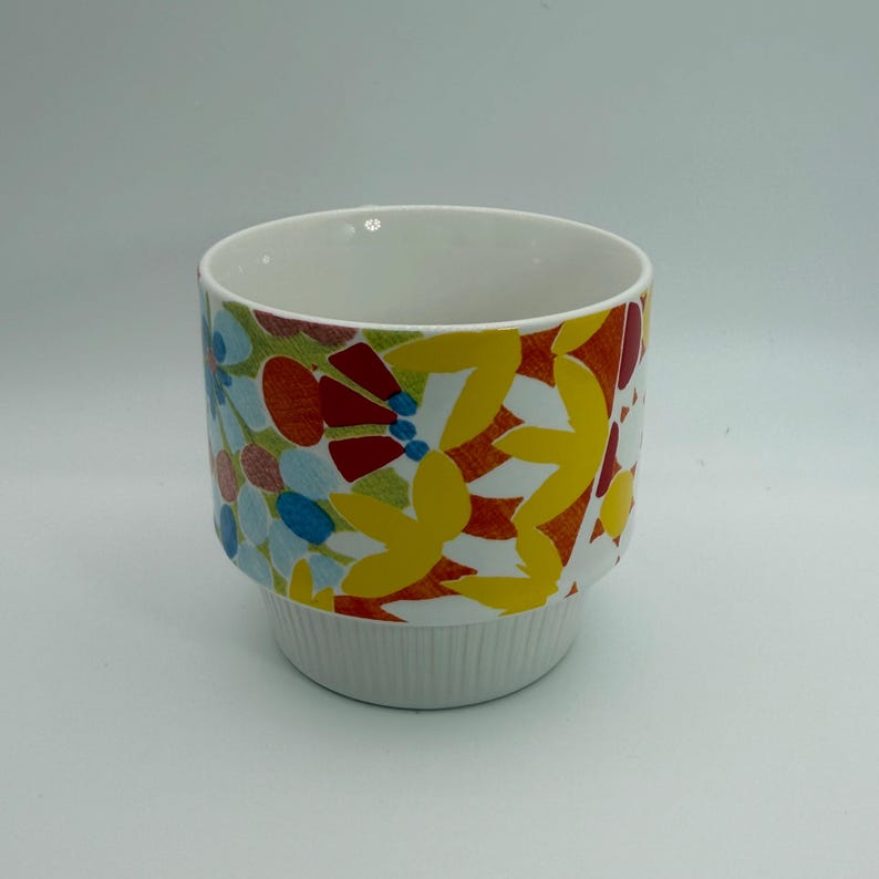 ANTHROPOLOGIE Stackable Floral Multicolor Mug 8 oz. - Preowned image 3