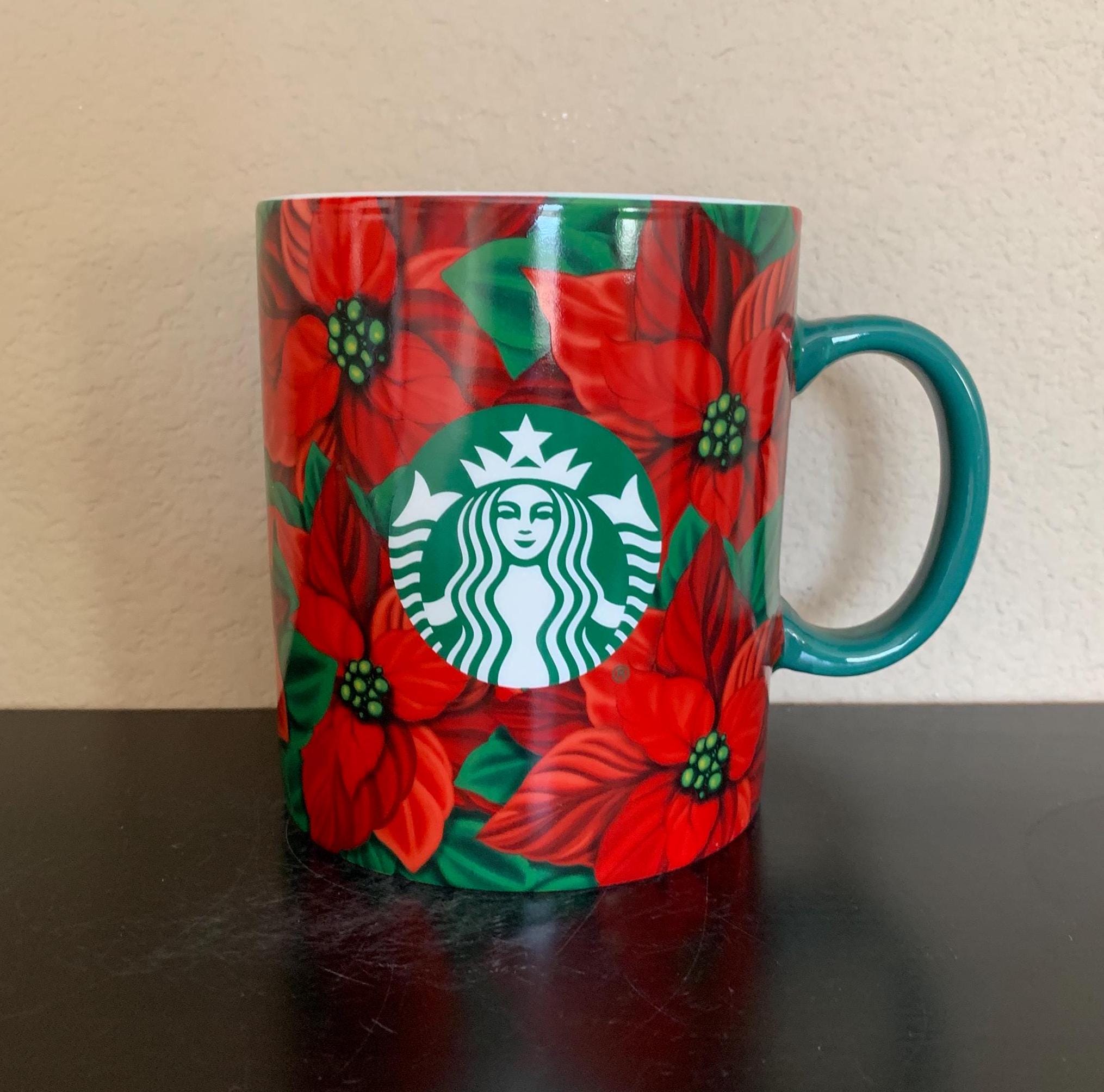 STARBUCKS Giant Holiday POINSETTIA Coffee Mug / Tea Cup 26 Oz