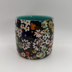 ANTHROPOLOGIE Loren Floral and Patterned Color Turquoise Motif Mug 12 oz. - Preowned image 4