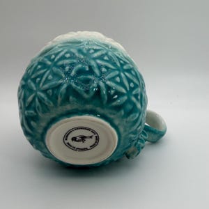 ANTHROPOLOGIE Marshmallow Embossed Ombre Design Aqua and White Mug 8 oz. - Preowned image 7