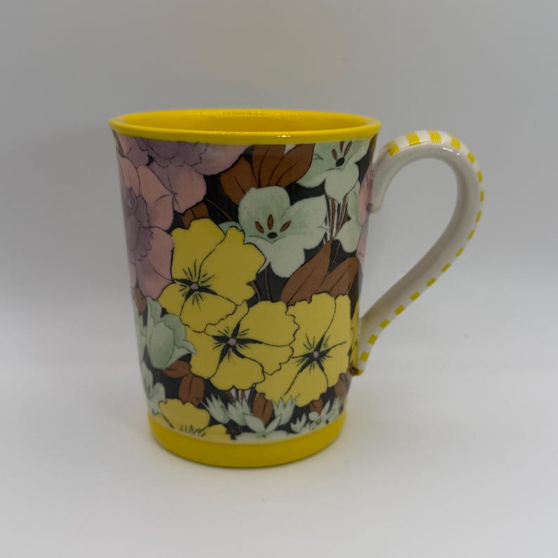 ANTHROPOLOGIE Lyla Color Yellow Coffee Mug 9 oz. - Preowned image 1
