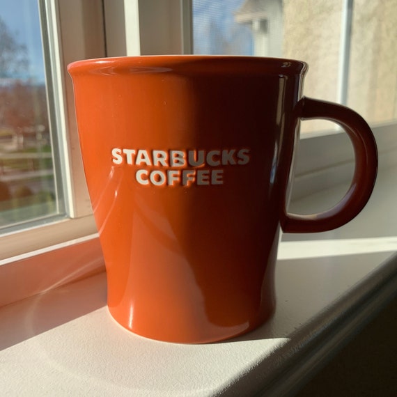 STARBUCKS New Bone China With Embossed Lettering Burnt Orange Coffee Mug /  Tea Cup 14 Oz. - Preowned - Etsy UK