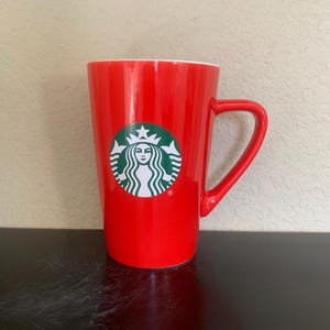 STARBUCKS Tall Mermaid Logo Red Coffee Mug / Tea Cup 12 oz. - Preowned