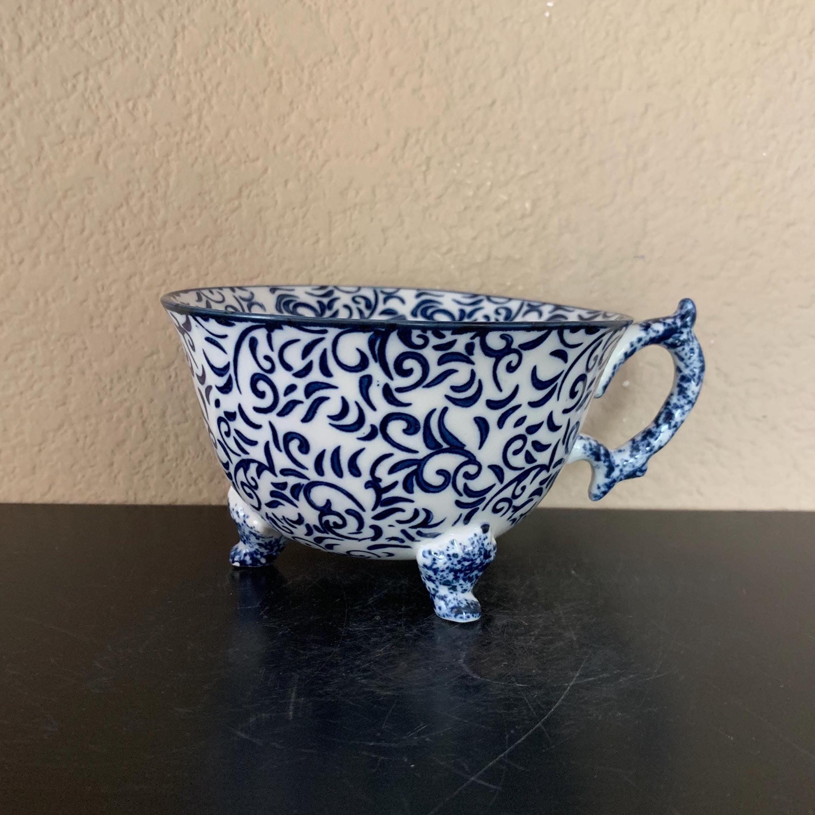ANTHROPOLOGIE ATTINGHAM Delft Inspired Footed Pedestal Coffee Mug
