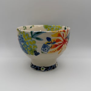 ANTHROPOLOGIE Dodi Peacock Boho Floral Pedestal Mug 14 oz. - Preowned image 4