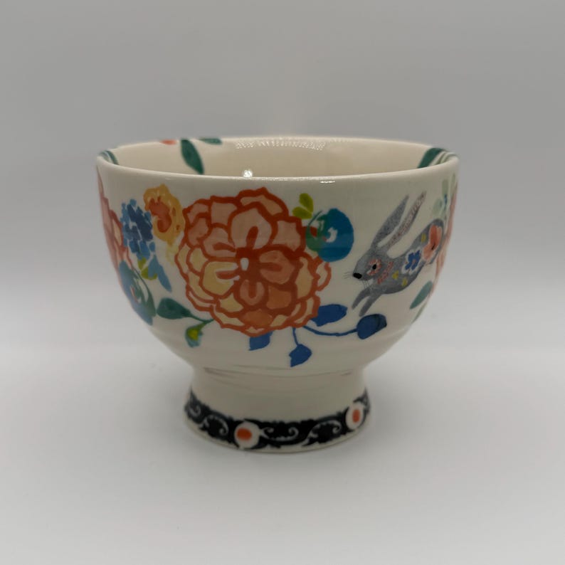 ANTHROPOLOGIE Dodi Bunny Boho Floral Pedestal Mug 14 oz. - Preowned image 4