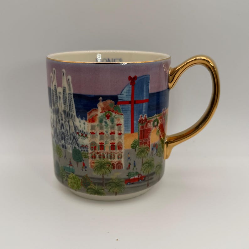 ANTHROPOLOGIE Holiday in the City Barcelona Mug 14 oz. - Preowned image 1