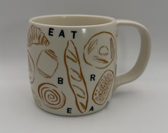 ANTHROPOLOGIE Phtalo Ruth Stoneware Eat Bread Mug 14 oz. - Preowned