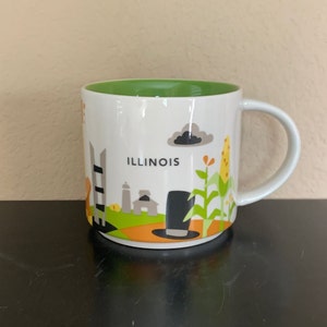 STARBUCKS Discontinued &quot;You Are Here&quot; Collectible ILLINOIS Coffee Mug 14 oz - Preowned