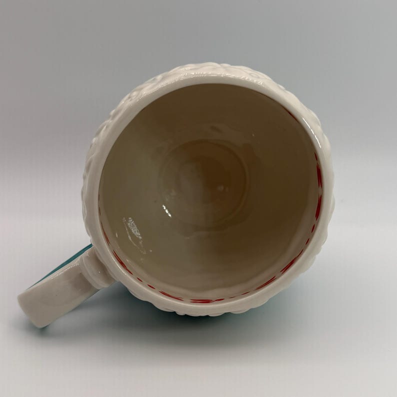 ANTHROPOLOGIE Marshmallow Embossed Ombre Design Aqua and White Mug 8 oz. - Preowned image 6