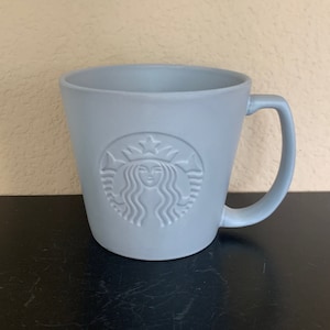 STARBUCKS Matte Finish Grey Embossed Anniversary Ceramic Coffee Mug / Tea Cup 12 oz - Preowned