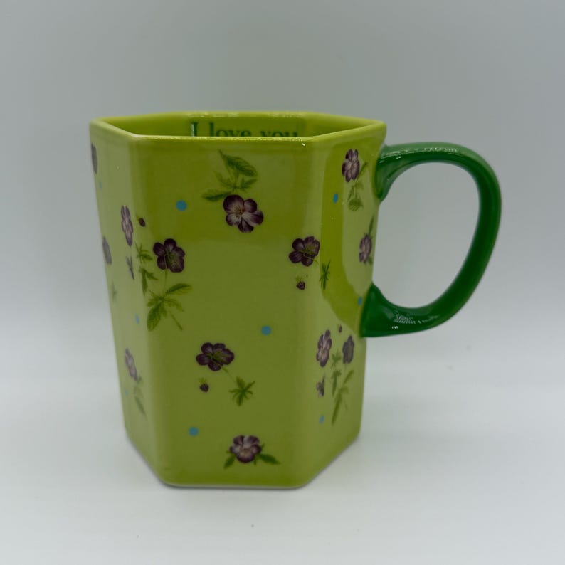 ANTHROPOLOGIE Pia I love You Color Green Mug 10 oz. - Preowned image 1