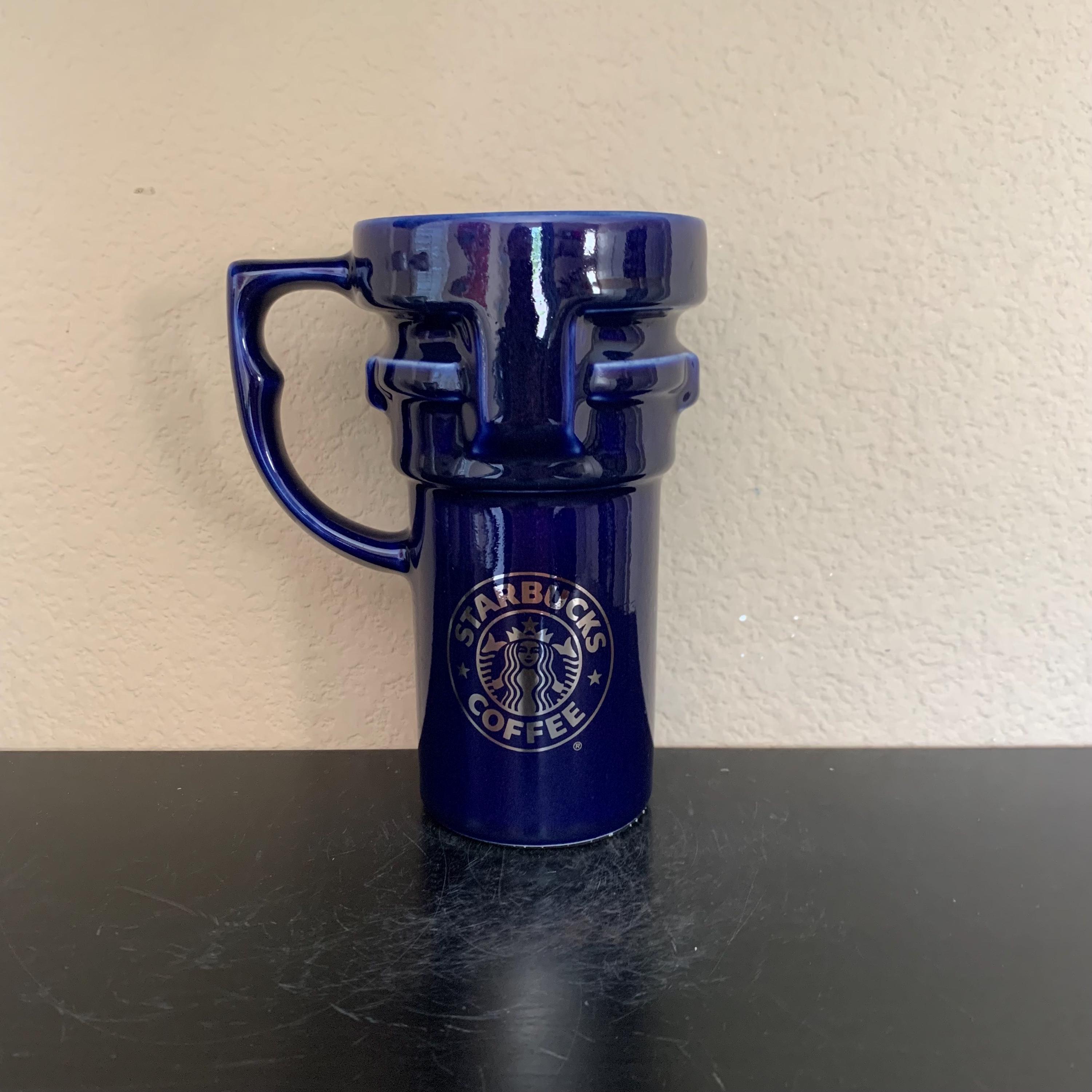 STARBUCKS 1990's Vintage Blue TRAVEL Coffee MUG / Tea Cup 12 Oz