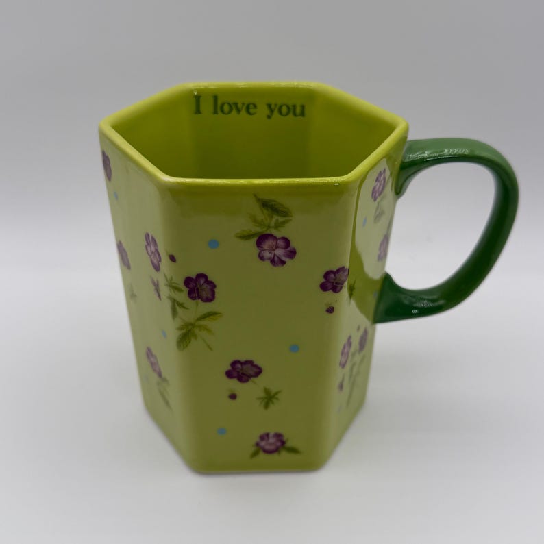 ANTHROPOLOGIE Pia I love You Color Green Mug 10 oz. - Preowned image 5