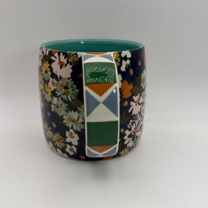 ANTHROPOLOGIE Loren Floral and Patterned Color Turquoise Motif Mug 12 oz. - Preowned image 3