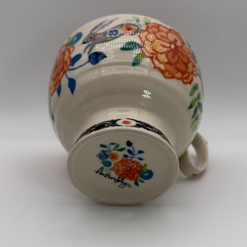 ANTHROPOLOGIE Dodi Bunny Boho Floral Pedestal Mug 14 oz. - Preowned image 6