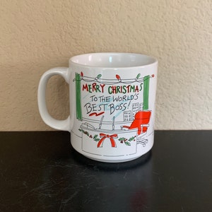 RUSS Merry Christmas to the World&#39;s Best Boss Ceramic Coffee Mug / Tea Cup - Preowned