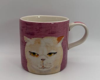 ANTHROPOLOGIE Carole Akins Sugar Cat Mug 16 oz. - Preowned