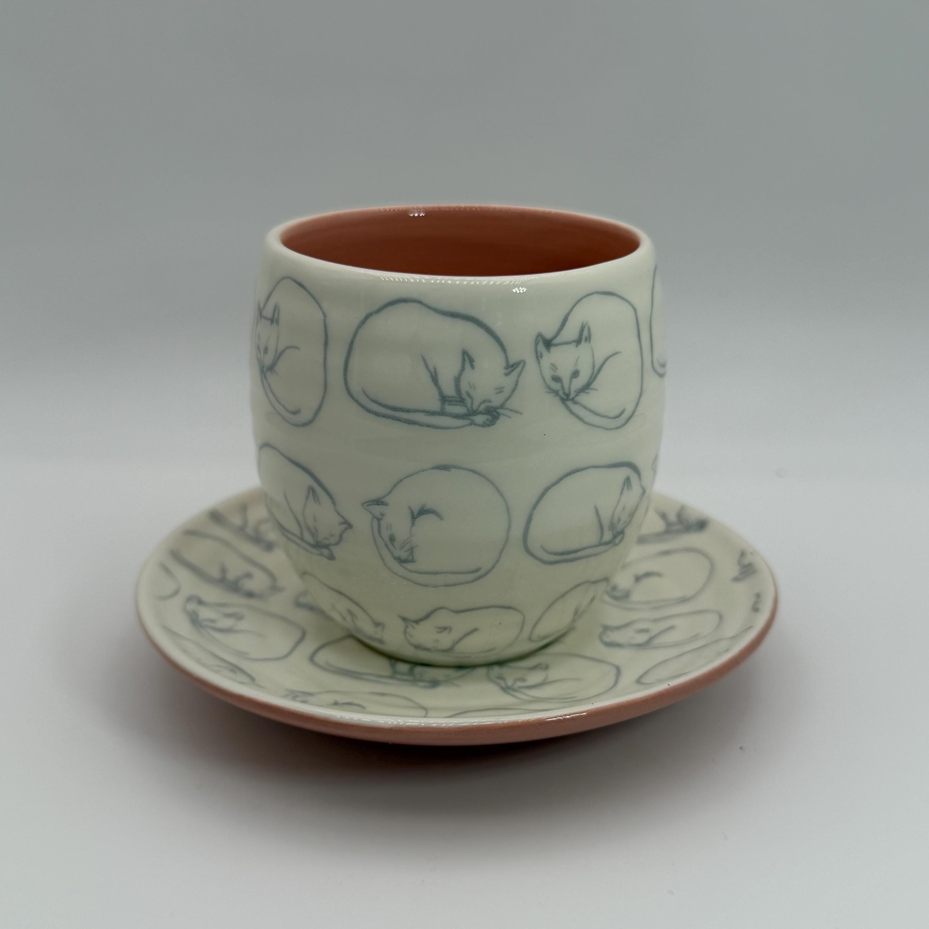 食器 Ren / Eng available ANTHROPOLOGIE Leah Reena Goren Cat Stoneware Espresso Cup & Saucer