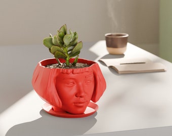 Custom Head Planter | Personalized Fun Planter, Unique Handmade 3d Print Planter, Custom Small House Plant Pot, Sculpted Planter