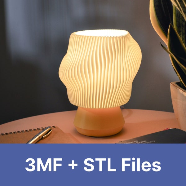 DOLLOP LAMP, 3MF | 3D Printing Files, Ambient Lighting Bedside Lamp, Small Modern Desk Lamp, Minimal Funky Table Lamp