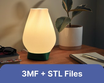 LAMPADA TULIPANO, File di stampa 3MF / 3D, Lampada da comodino con illuminazione ambientale, Piccola lampada da scrivania moderna, Lampada da tavolo minimale e funky