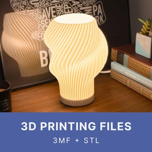 Flourish Lamp: Wavy Table Lamp 3D Printer Files (STL + 3MF)