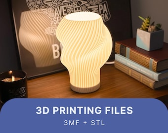 Flourish Lamp: Wavy Table Lamp 3D Printer Files (STL + 3MF)