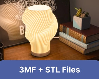 FLOURISH LAMP | STL 3MF 3D Printing Files, Small Wavy Table Lamp, Bedside Lamp, Modern Desk Lamp, Funky Table Lamp