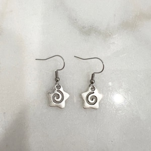 super adorable y2k grunge star swirl acubi cyber silver handmade fairy minimalist gift for girl trendy alt alternative dangle drop earrings