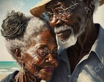 A Lifetime Together - (Framed) Poster Poster Art Poster Print Art African Art Wall Art Black Love Black Couples Together Happy Old Couple