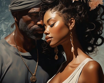 Young Love (Unframed) Black Art Print Black Love Art Black Art Poster Black Love Wall Art African Art African American Art Pan African Amer