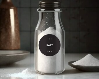 Minimal design black and white custom spice labels, instant digital download