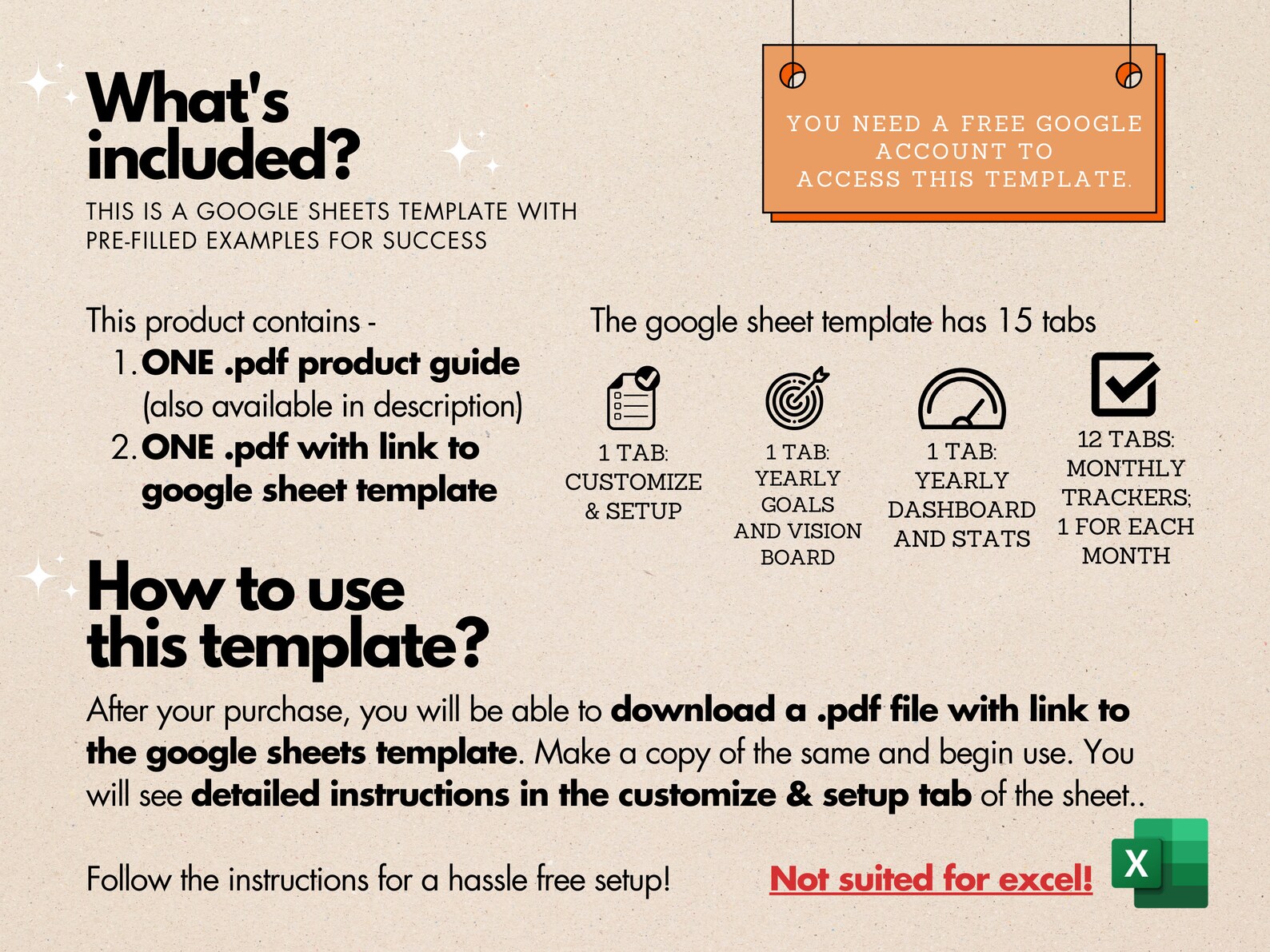 Excel Habit Tracker Spreadsheet Vision Board Kit Smart Goal Daily ...