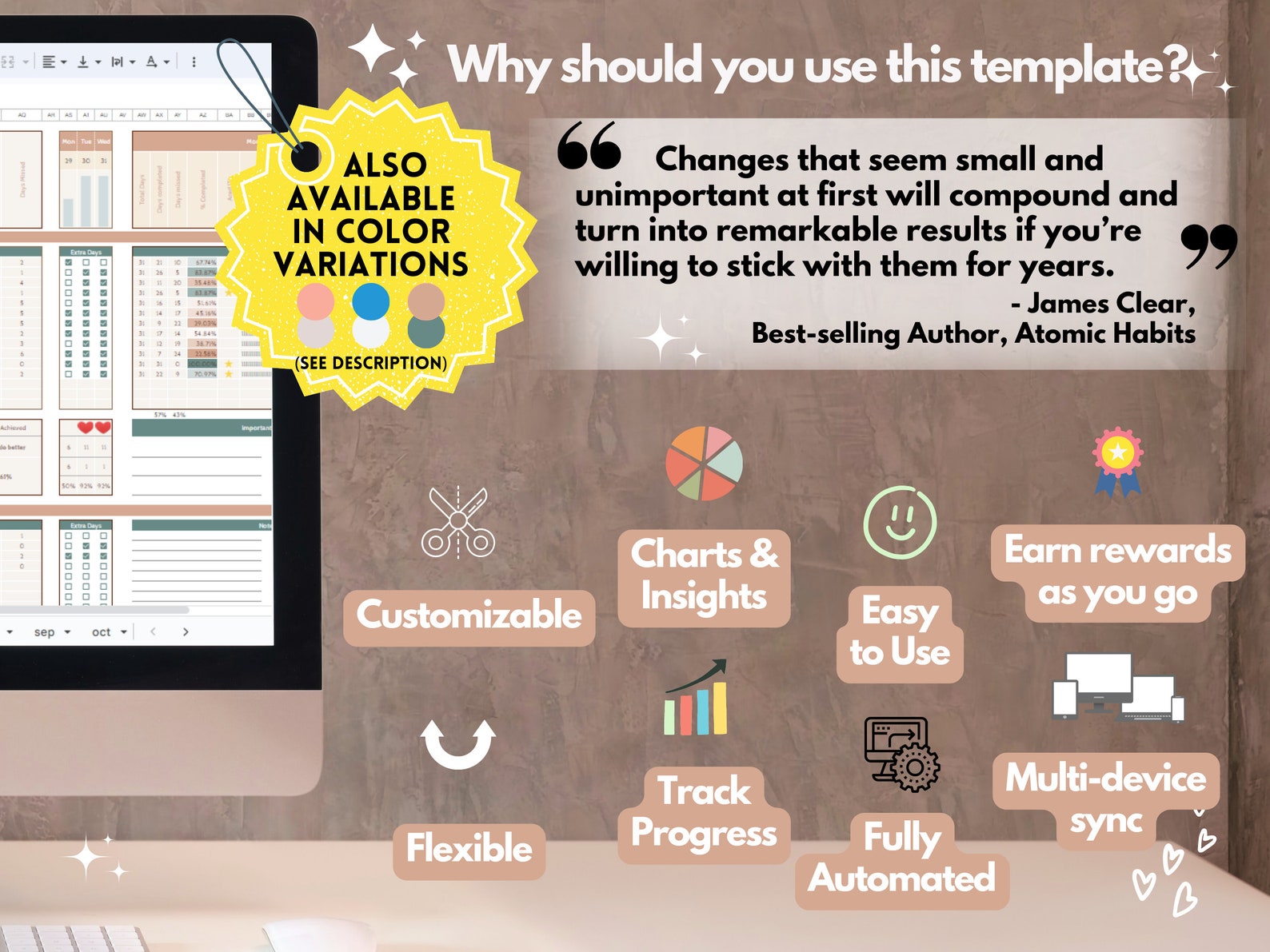 Excel Habit Tracker Spreadsheet Vision Board Kit Smart Goal Daily ...