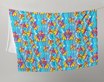Baby Blanket Plumeria Hawaiian Blanket Nursery Blanket Baby Shower Gift Baby Gift Yapese Blanket Floral Blanket Floral Throw Cozy Blanket