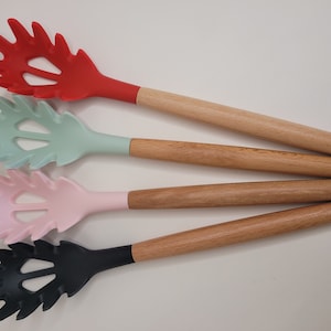 Personalized Engraved Silicone Spaghetti Spoon: Kitchen Gift Cooking Spoon