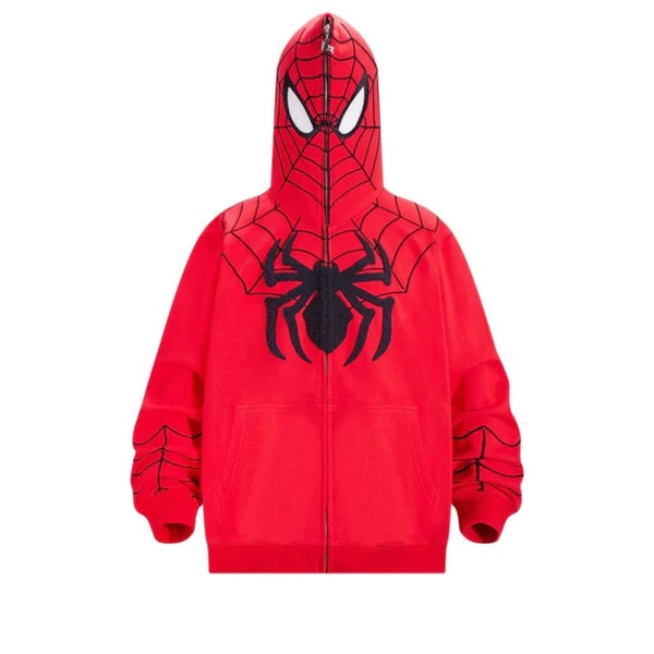 Spiderman hoodie zips over face clearance
