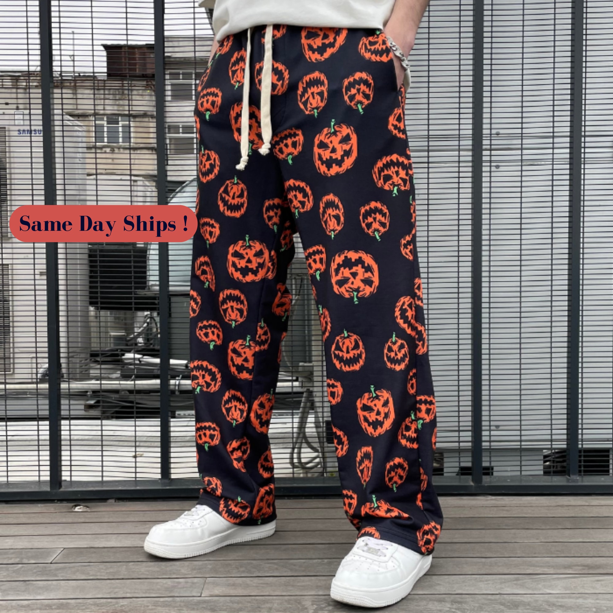  Halloween Pumpkin Check Orange Mens Pajama Pants Men's Pajama  Bottoms Soft Sleep Pjs Lounge Pants S : Clothing, Shoes & Jewelry