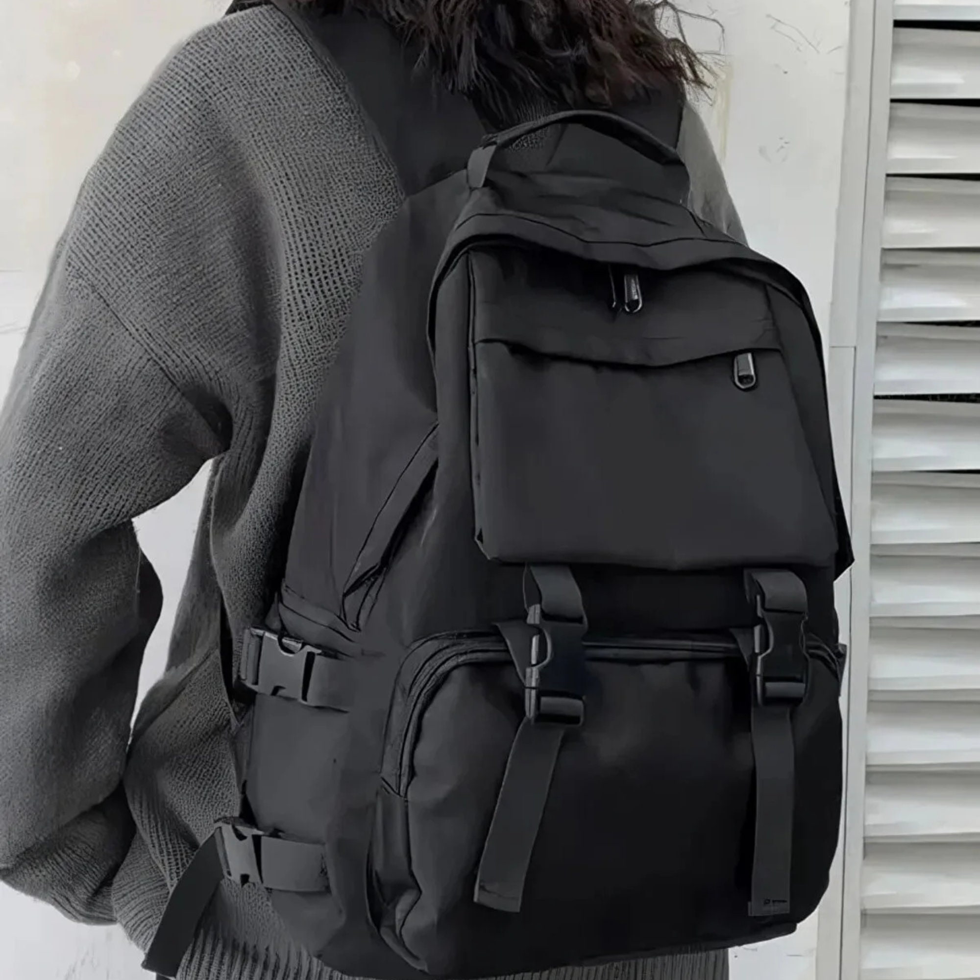 Jet-black Aesthetic Backpackdaily Use Military Style - Etsy